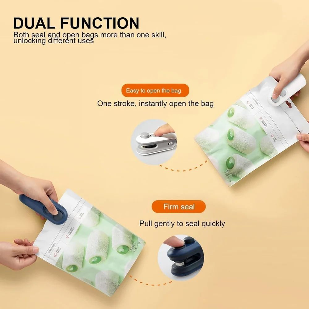 Portable Mini Sealing Machine 2 in 1 USB Rechargeable Magnetic Bag Sealer Heat Seal with Cutter