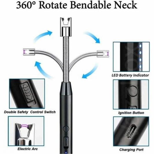 15 cm Usb Rechargeable Electric Gas Kitchen Lighter