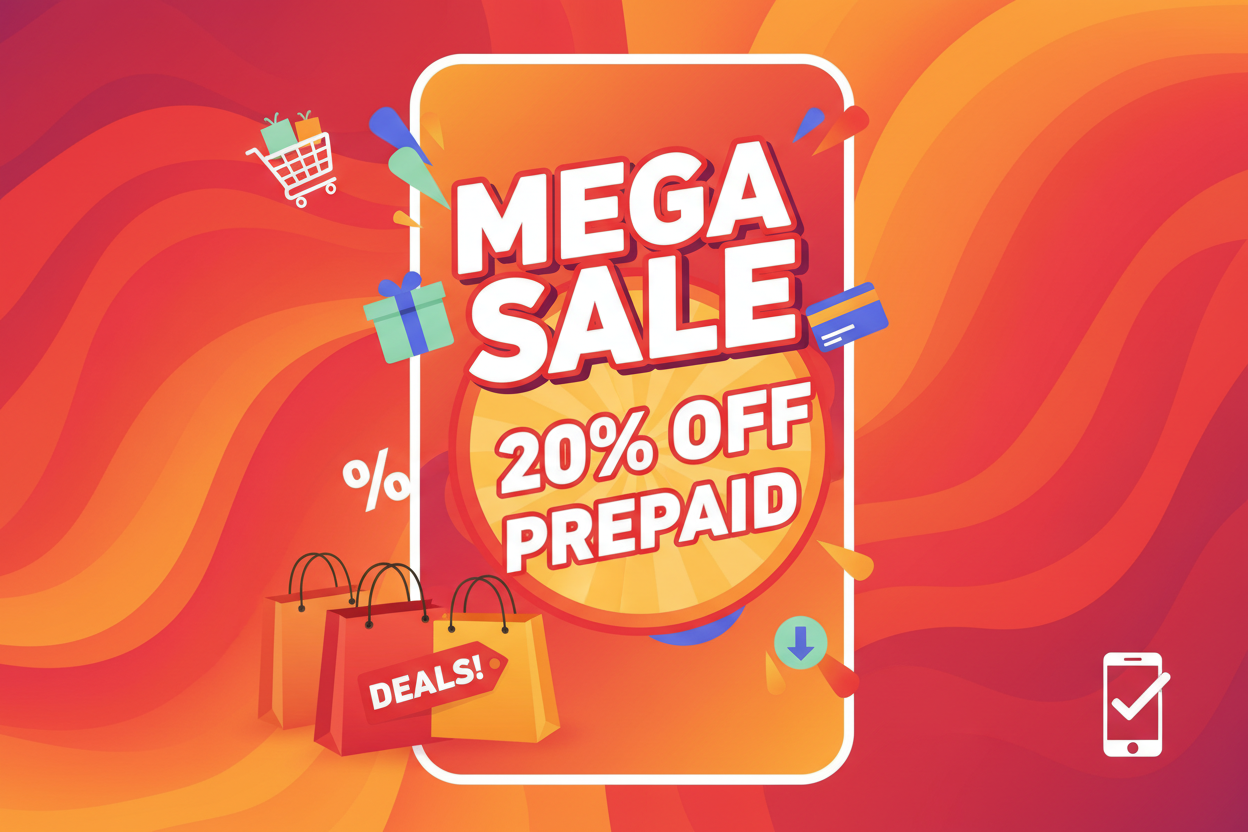 mega sale,20%off prepaid